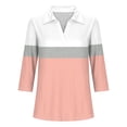 thumbnail image 5 of Hot6sl Économies d'Été Liquidation Blouse & Chemise à Manches Courtes Col Rabattu, T-shirt Assorti pour Femmes Col en V Col Rabattu Manches 3/4, Haut en polyester pour Femmes/Orange, P, 5 of 5