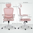 thumbnail image 3 of HOMCOM Chaise de Bureau Ergonomique, Chaise de Bureau avec Soutien Lombaire, Rose, 3 of 10