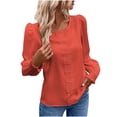 thumbnail image 2 of RXIRUCGD Haut/chemise à Manches Longues à Col Rond pour Femme, Décontracté, Uni, en Dentelle Patchwork, Orange, Taille : S, 2 of 5