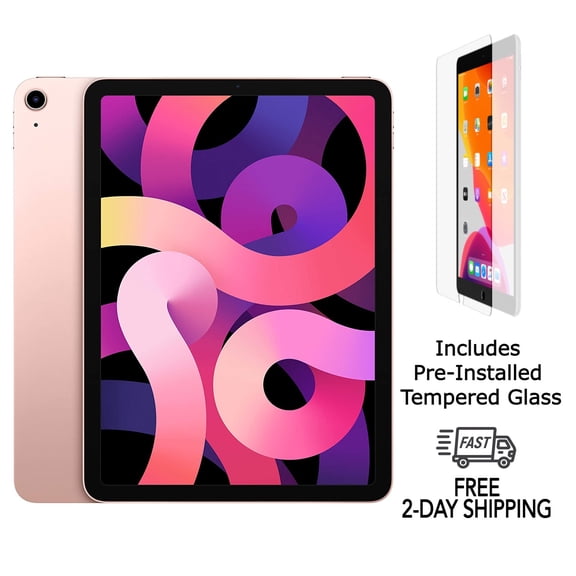 iPad Air 4 Apple Remis à Neuf avec Verre Trempé Préinstallé (Wi‐Fi) 256 Go Or Rose (Grade A+)
