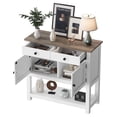 thumbnail image 3 of Homfa Table Console Style Ferme avec 2 Tiroirs et Portes, Table de Sofa avec Armoire de Rangement et Tablette Ouverte pour Salon et Entrée, Blanc et Brun Rustique, 3 of 7