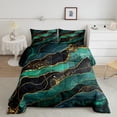 thumbnail image 3 of YST 7 Pcs Green Marble Comforter Set Queen, Gold Glitter Abstract Marbling Bed In A Bag With Flat Sheet And Fitted Sheet For Adults, Stone Pattern Fluid Bedding Set With Pillowcases & Shams, 3 of 5