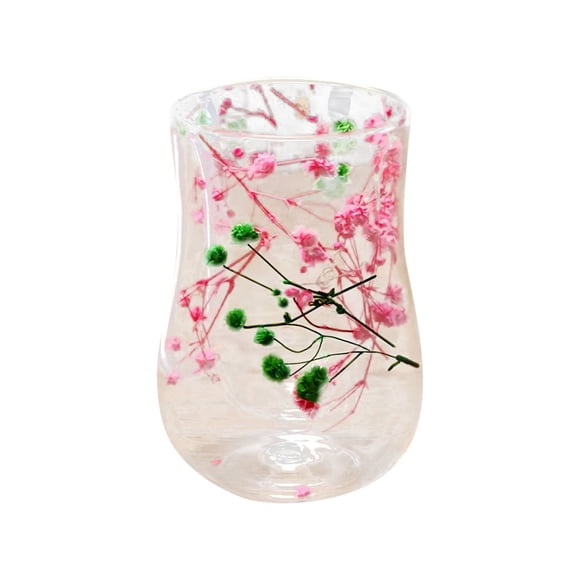 Hearth & Gear Dried Double Layer Glass Cup Oval Design For Home Coffee Cup Border Cup Handmade Kitchen Cups for Women Oversized Hobnail Tumblers Clear Big for Women Ceramic Cups for Crafting Yes And