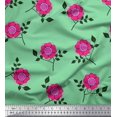 thumbnail image 1 of Soimoi polyester Crepe Fabric Leaves & Pink Flower Floral Printed Fabric 1 Yard 52 Inch Wide, 1 of 3