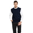 thumbnail image 2 of TOPTIE Men's 100% Cotton Knit Sweater Vest, Crew Neck Solid Color, 2 of 9