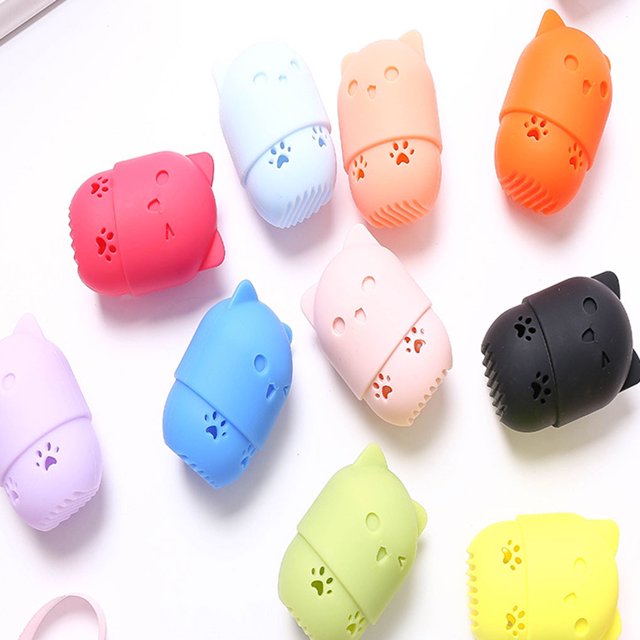 mmirethe Convenient And Cat Shaped Sponge Holder With Silicone Storage Box pea green 1Set