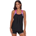 thumbnail image 4 of Ensemble Tankini Dos Nageur pour Femmes Noir/bleu Ciel/rose/vert avec Insert, 4 of 6
