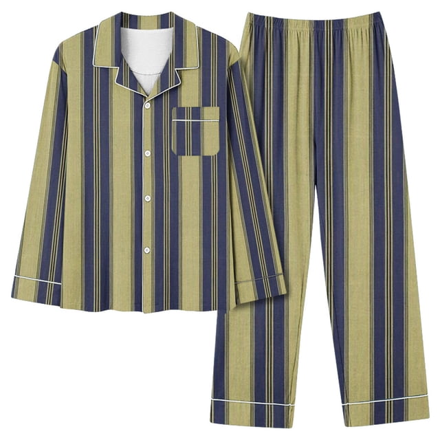 FAIWAD Ensemble de Pyjama pour Femmes à Rayures Imprimées, Manches Longues, Pyjama à Boutons et Pantalon Long, Ensemble de Détente 2 Pcs