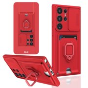 Wuztai S25Ultra Magnetic Phone Case with Sliding Camera Cover, Shockproof Protective Case with Stand, Adjustable Kickstand Rugged TPU Case for S25 Ultra