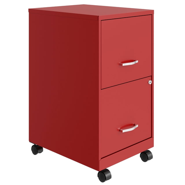 Space Solutions Armoire Mobile de 18 Pouces à 2 Tiroirs pour Bureau, Rouge