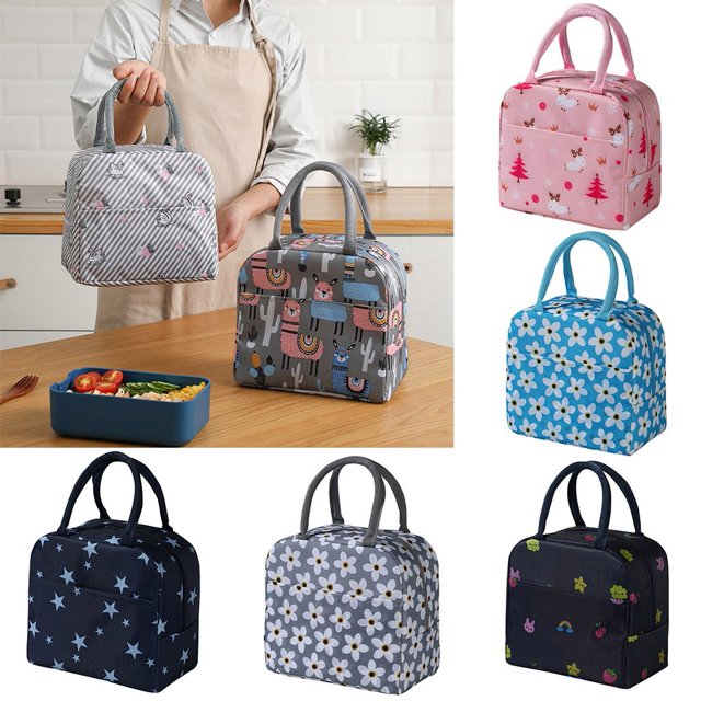SSZMDLB 4Pcs Insulated Lunch Bag, Thermal Picnic Carry Case Portable Cold Bento Bag for Food, Drinks and Meal Prep, Collapsible Insulated Tote