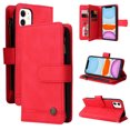 thumbnail image 1 of Case for iPhone 12 Cover Zipper Pocket Wallet Case Magnetic Protective - Red, 1 of 5