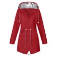 thumbnail image 1 of Kcodviy Imperméable Uni à Capuche Manteau d'Extérieur pour Temps Pluvieux Imperméable Coupe-Vent Veste pour Femmes Veste Simulée Vestes Manteau pour Femmes, 1 of 3