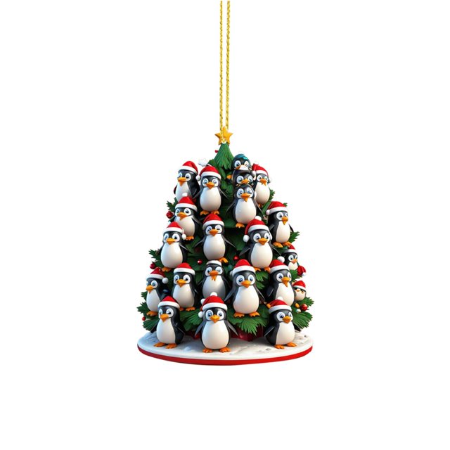 Binwennn Easter Decorations Christmas Tree Penguin Acrylic 2D Pendant Christmas Pendant Christmas Tree Shape Penguin Pendant Christmas Acrylic Pendant New Year Pendant