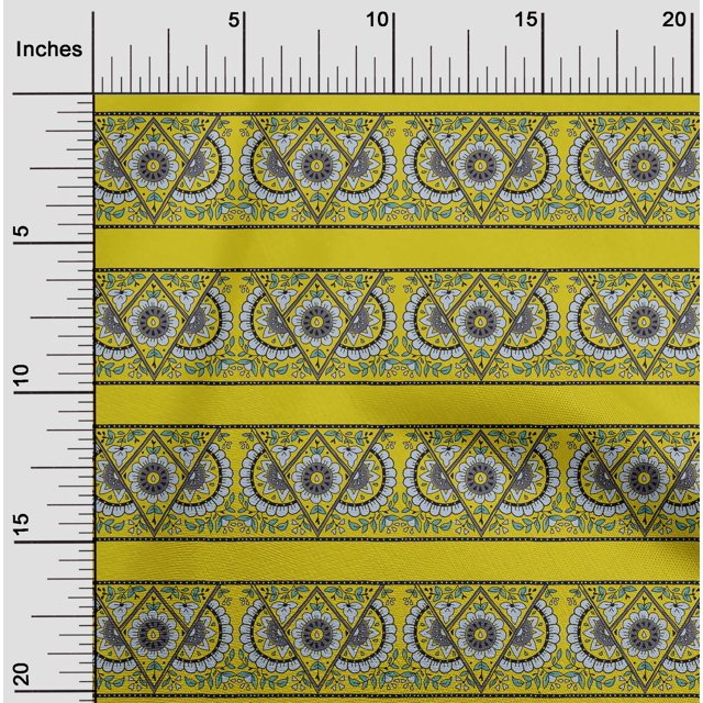 oneOone Cotton Poplin Fabric Geometric|Leaves & Floral Block Print Fabric By Yard 56 Inch Wide