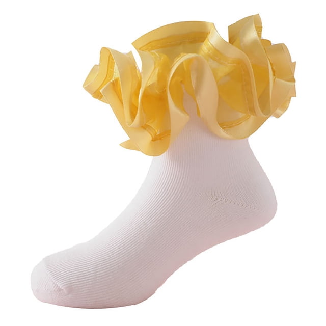 Kids Sock for Toddlers White Floor Socks with Lace Ripple and Adorable Ruffle for Little Girls