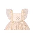 thumbnail image 4 of Girls Dress Beige Polka Dot Sparkling Sequin Ruffle Sleeve Party 7 Years, 4 of 6
