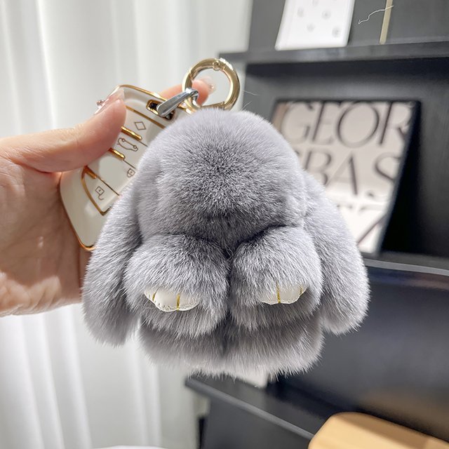 TopLLC Handmades Soft Bunny PomPom Charmss Bunny Car Key Chain Pendant Key Ring