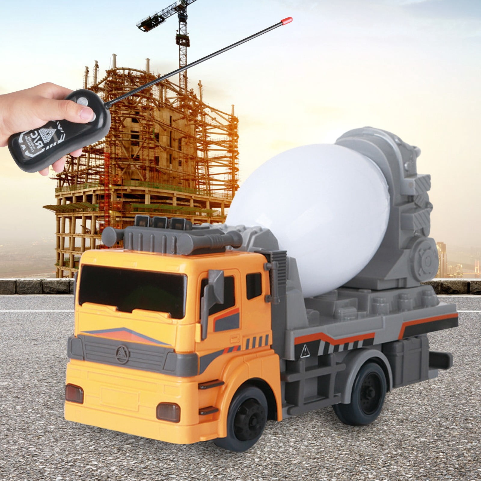 EGNMCR Car Model Remote Control Excavator Truck, 2-channel Remote Control Engineering Vehicle, Lighting, Music, Children's Toy Car remote control cars Birthday Gifts for Kids