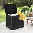 thumbnail image 2 of Gymax 25 Gallon Outdoor Storage Box PP Deck Container w/Rattan Patterns & Lockable Lid Black, 2 of 10