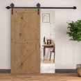thumbnail image 2 of HOMCOM 6' Sliding Barn Door Hardware Kit Smoothly Barn Door Kit Brown, 2 of 10