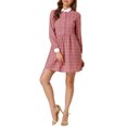 thumbnail image 1 of INSPIRE CHIC Robe-Chemise à Carreaux pour Femme à Manches Longues Boutonnée à Col Pointu TP Rose Foncé, 1 of 7