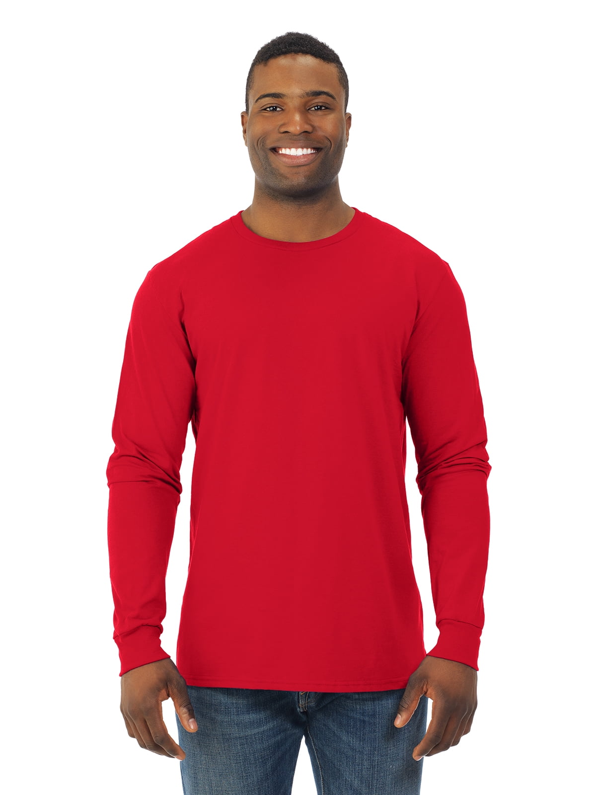 Fruit Of The Loom Mens Sofspun Long Sleeve T-Shirt, XL, Fiery Red