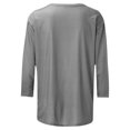 thumbnail image 4 of CHUANK T-Shirt Ajusté à Col Rond Mignon pour Femmes, Décontracté, Mi-Long, Manches 3/4, Blouse Extensible, Basique, Uni, Hauts, 4 of 5