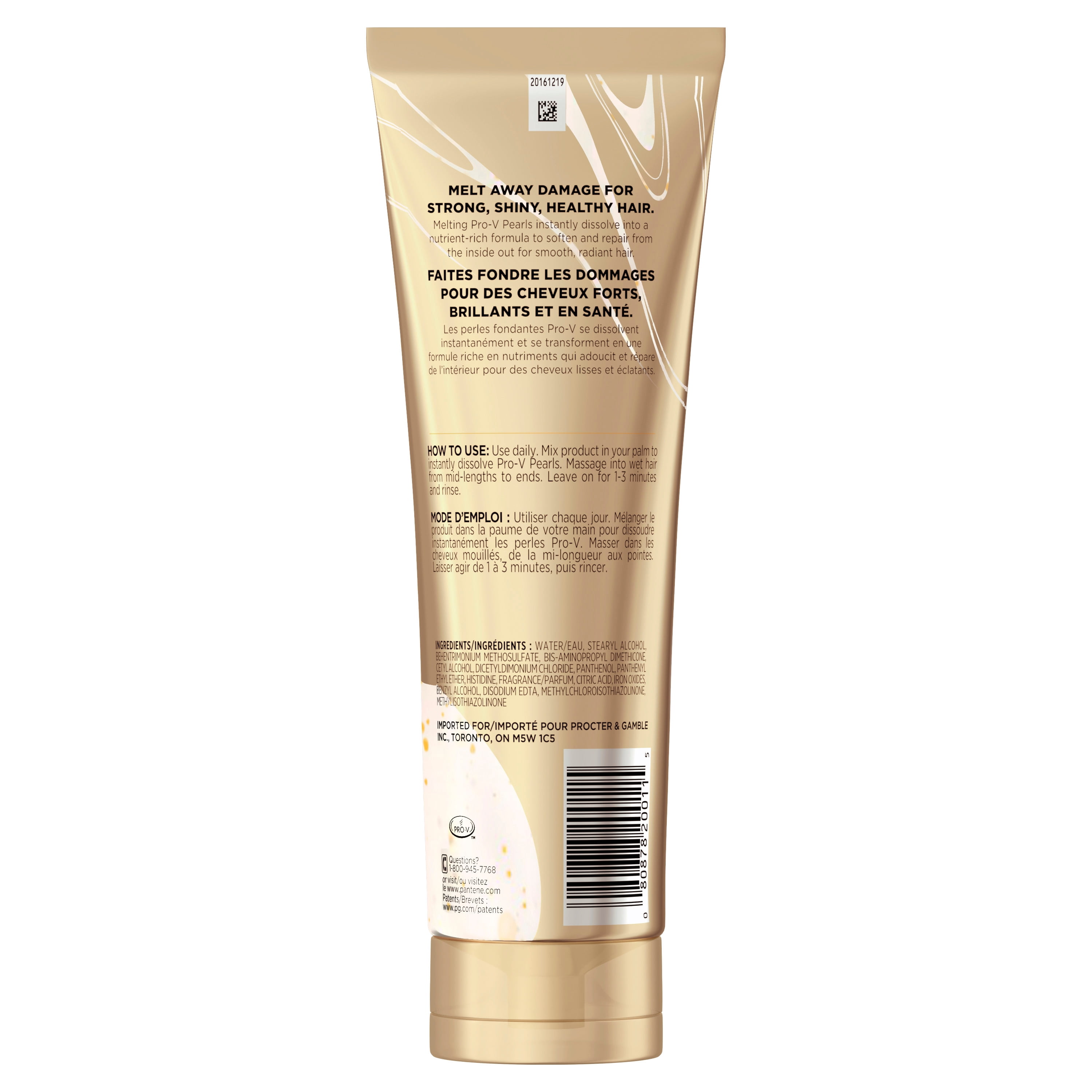 Revitalisant Réparateur enProfondeur Pantene, Masque Capillaire, Perles Fondantes Pro-V, Miracle Rescue, Réparation Des Dommages, Pour Des Cheveux Forts, Brillants et Sains, 237 mL
