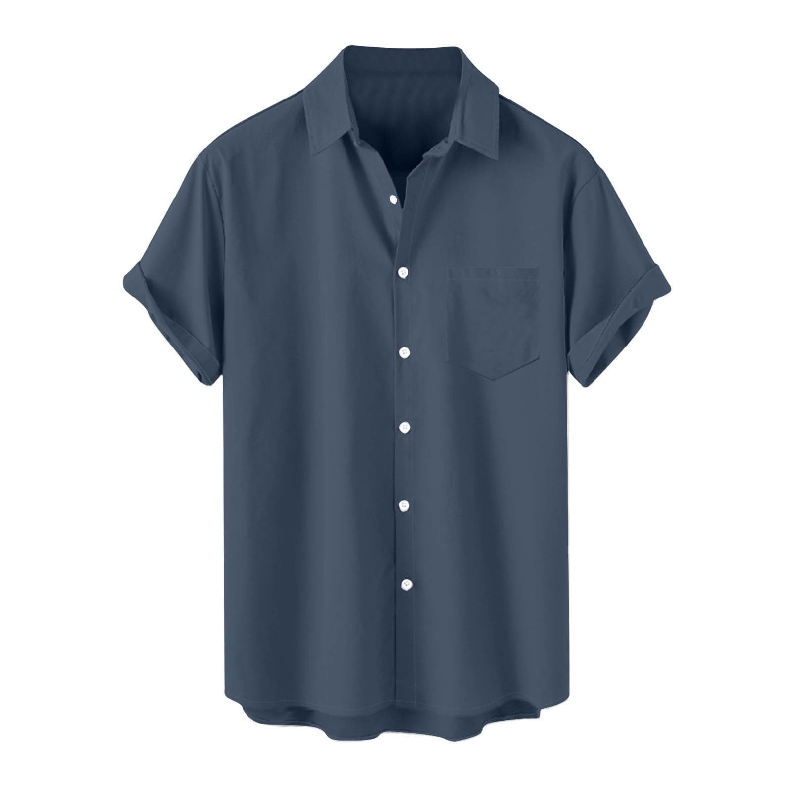 cfhntfmh Short Sleeve Shirts for Men Button down Casual Summer Shirts Beach Vacation Solid Color Tshirts Collared Neck Tops