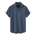 thumbnail image 1 of JIUKE Plus Size Shirts for Men Short Sleeve Button down Shirts Lapel Solid Color Loose Summer Vacation Blouses, 1 of 6