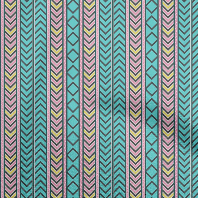 oneOone Polyester Spandex Turquoise Green Fabric Geometric Dress Material Fabric Print Fabric By The Yard 56 Inch Wide