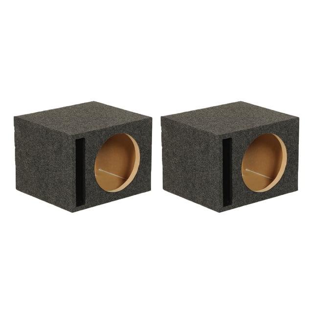QPower QBASS Caisson de Basses Simple à Double Évent de 12 Pouces, Charbon (Lot de 2)