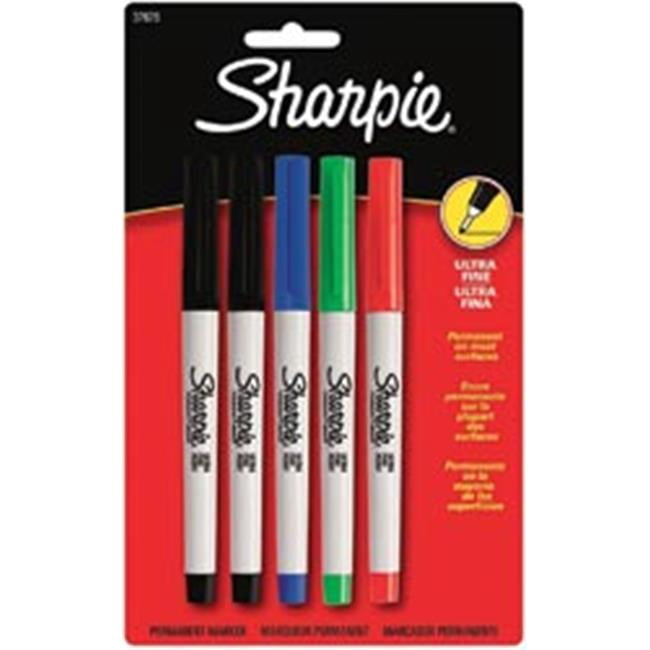 Sanford 450259 Sharpie Ultra Fine Point Permanent Markers 5-Pkg-Red  Blue  Green  2 Black