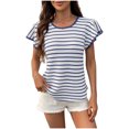 thumbnail image 1 of fheaev Hauts d'Été pour Femmes Manches Courtes Col Rond Décontracté Chic Ample Tunique Pull Mignon Tee-Shirts d'Entraînement Tenues de Vacances à la Plage T-Shirts d'Affaires Vêtements de Mode, 1 of 9