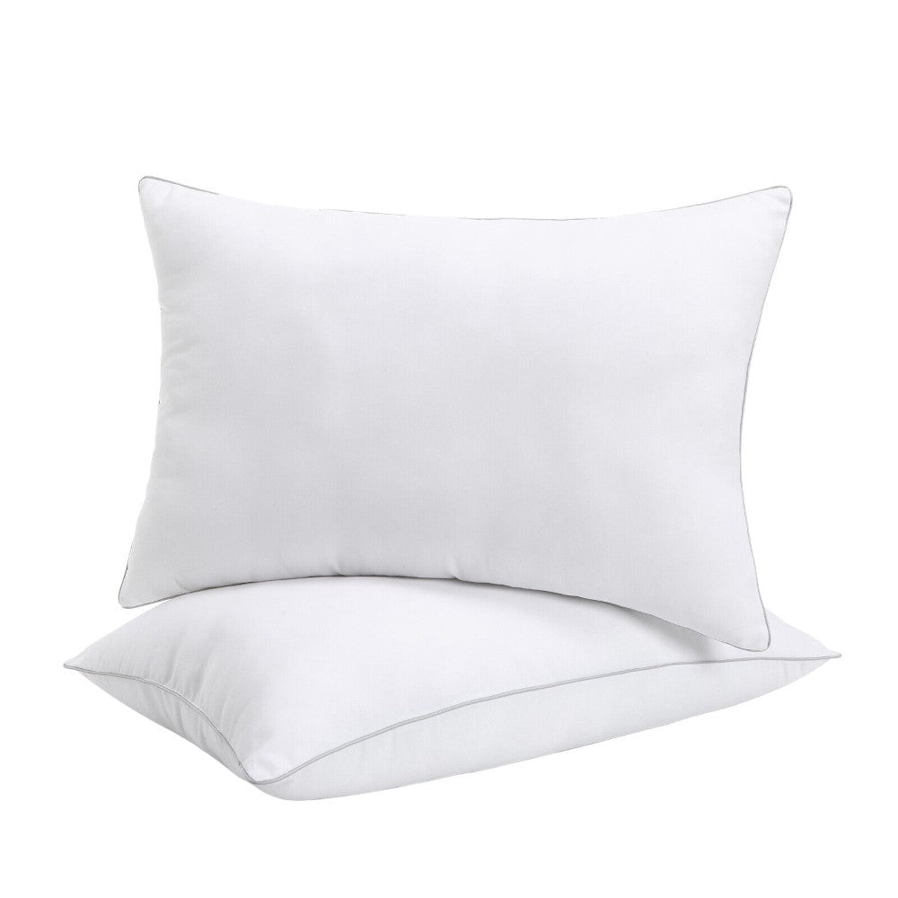 Hotel Comfort 2 Pack Pillows - 300 Thread Count 100% Egyptian Cotton Cover - Queen