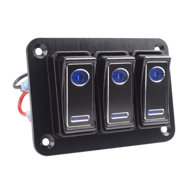 Panneau d'Interrupteur à Bascule pour Voiture Marine Bateau Caravane Campeur VR Accessoires IP65 Étanche Double Lumière Interrupteur en Métal, Variété de Caractéristiques