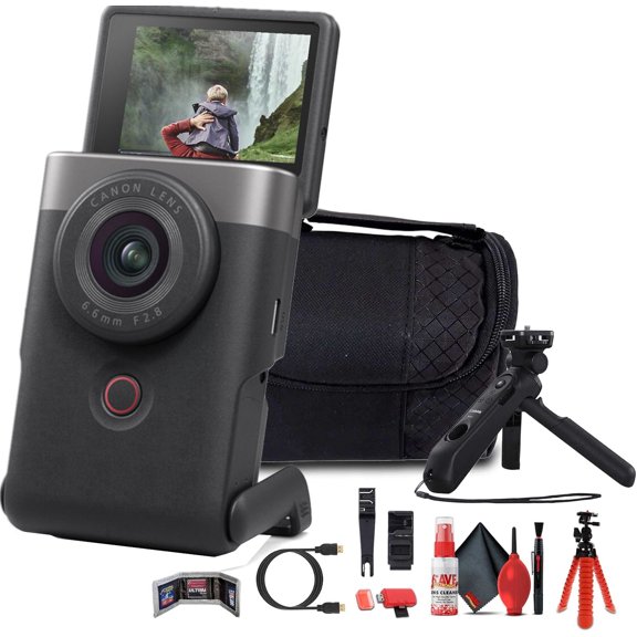 Canon PowerShot V10 Appareil Photo Compact pour Vlogue (Argent) + Plus (Modèle International)