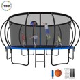 thumbnail image 1 of YORIN Trampoline pour Enfants de 8 à 9 Ans, Trampoline de 15 Pi pour Adultes avec Filet de Protection, Panier de Basketball, Échelle, Capacité de Poids de 1500 Lb, Trampoline Récréatif Extérieur, Trampoline Robuste, 1 of 7
