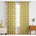 thumbnail image 1 of Vargottam Cotton Curtains for Windows - 3-in-1 Rod Pocket/Back Tab Short Window Drapes - Light Filtering Cotton Panels - Set of 2, 52"x63" - Monochrome Flowers Design (Yellow), 1 of 8