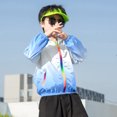 thumbnail image 2 of Kids Sun Protection Zip Hoodie Lightweight Long Sleeve Rash Guard with Hood Swim Cover Up Light Blue 3 Years-4 Years, 2 of 7