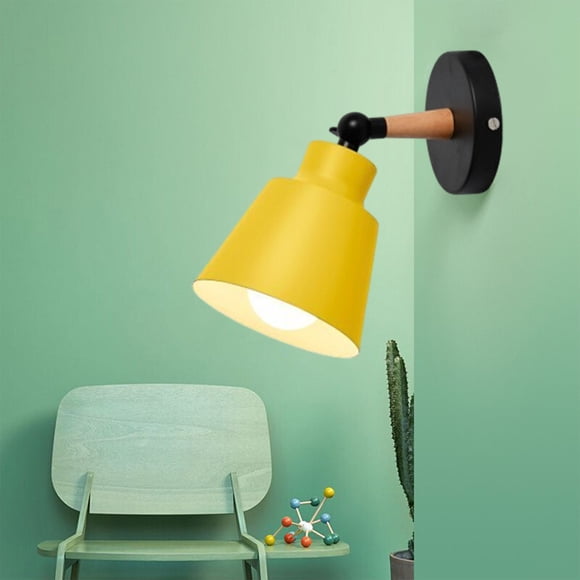 Wall Lamp Wall Sconce for Bedroom Bedside Table Hallway Study | Iron Wood Mounted Light Fixture with E27 Socket | Compact Bar Shape Reading Light for Home Decor | 1 Pack 9 Inch