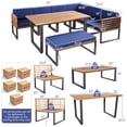 thumbnail image 2 of Gymax 8PCS Patio Dining Set Acacia Wood L Shaped Sectional Sofa Set w/ Navy Cushions, 2 of 6