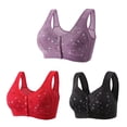 thumbnail image 1 of Bigersell Snap Front Bras for Women 3pcs Wire-Free Bra Style R-69 Breathable Support Bras Pack R-69-purple, 1 of 6