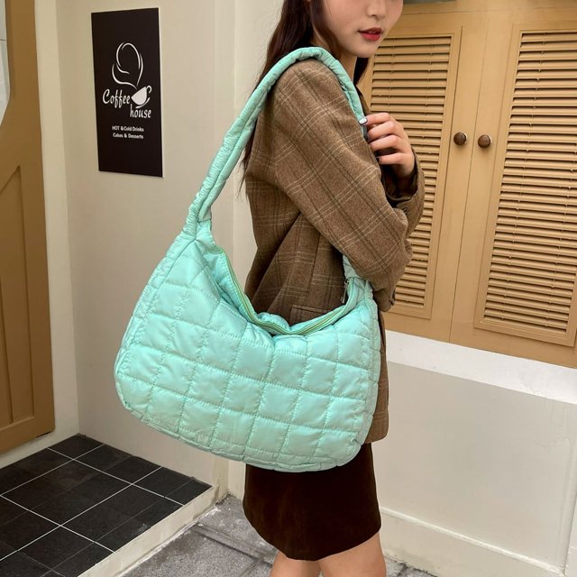 Sac d'Épaule Matelassé Doux Rembourré pour Femme Sac à Main Sac Grand Sac Fourre-Tout