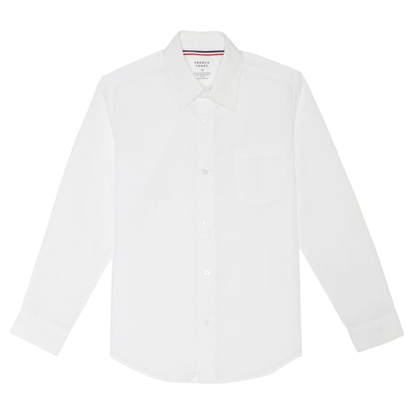 French Toast Boys' Long Sleeve Classic Dress Shirt (Standard & Husky), White, 16
