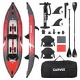 thumbnail image 1 of Person Inflatable Kayak, Fishing Kayak for Adults with Padded Seats, 3 Fins, Hand Pump, Carry Bag, Repair Kit, 12.5 ft, 450 lbs Capacity, Red, 1 of 7