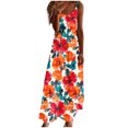 thumbnail image 2 of Ovzne Robes pour Femmes Robe Robes d'Été pour Femmes Imprimé Sans Manches Col Rond Robe Décontractée Longues Robes Robe de Printemps Imprimée Liquidation, 2 of 5