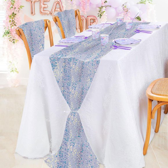 Chemin de Table à Paillettes Scintillantes 11,81 X 72,04 Po Tissu Iridescent pour Décoration de Mariage Fête Anniversaire Réutilisable