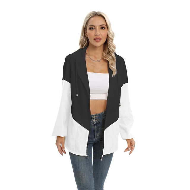 PENGXIANG Liquidation! Veste Fine de Printemps pour Femmes Mode Veste Imperméable Coupe-Vent Extérieur Noir 2TG
